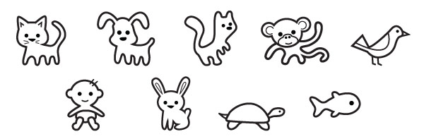 A collection of 9 free animal icons