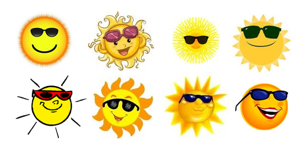 Clip art of the sun wearing sunglasses
